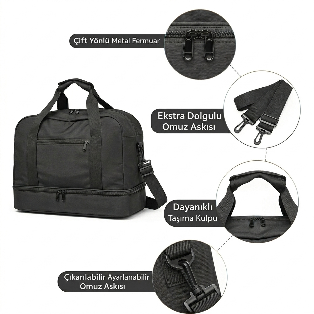 BlastBag® Ayakkabı Bölmeli Seyahat ve Spor Çantası